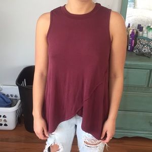 Maroon high low tank top